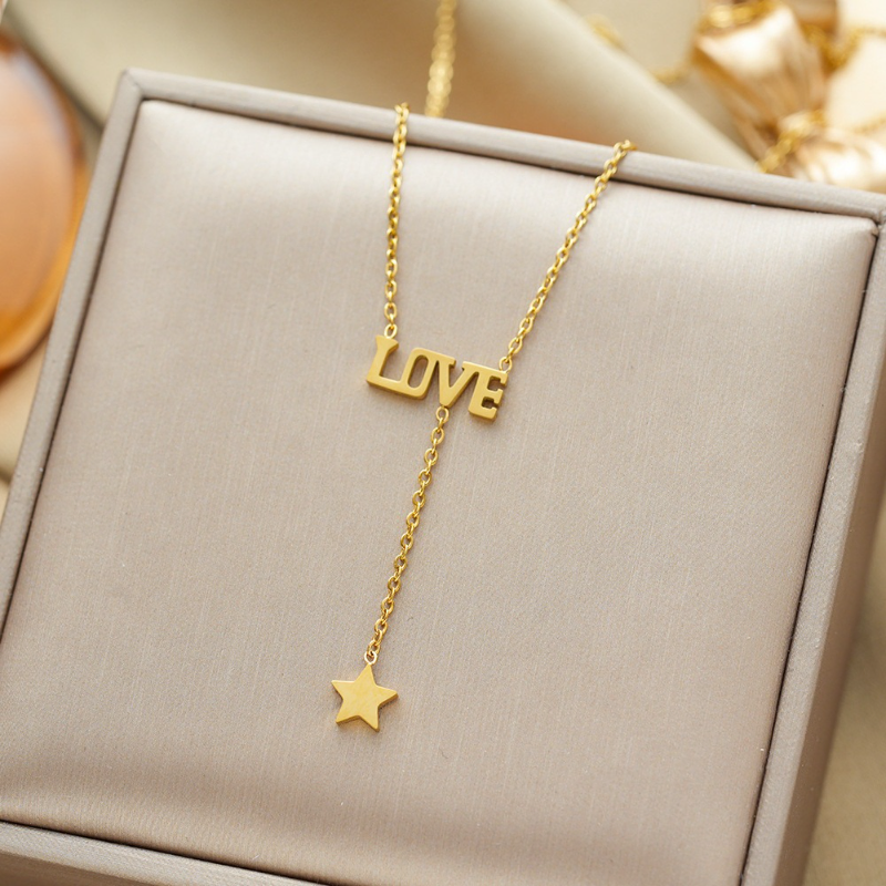  Tassel Choker Love Letter Star Necklace